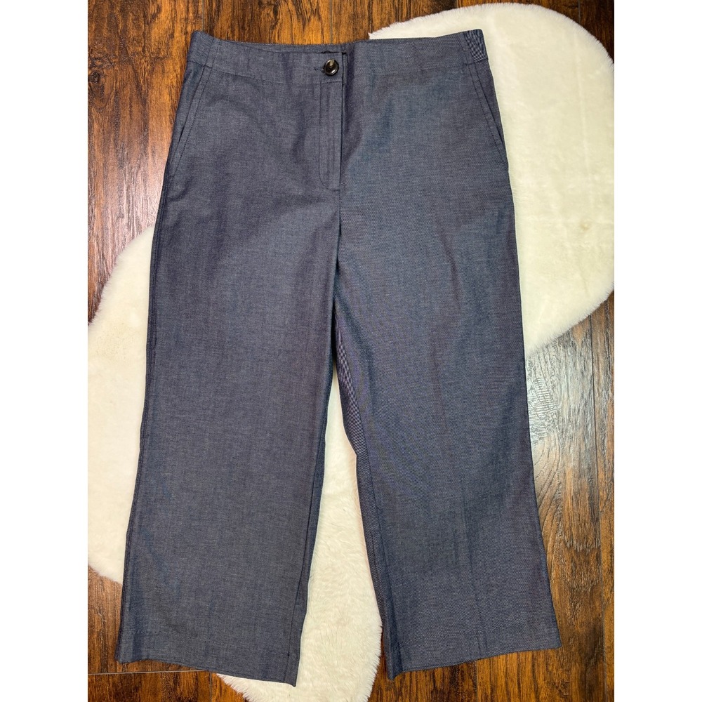 Ann Taylor Chino Pants 14P Navy Blue Straight Leg Ankle Stretch Cotton Twill